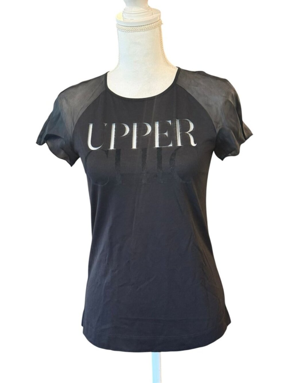 Emporio Armani Black "Upper Chic" Short-Sleeve Top Size 40 EU NWT